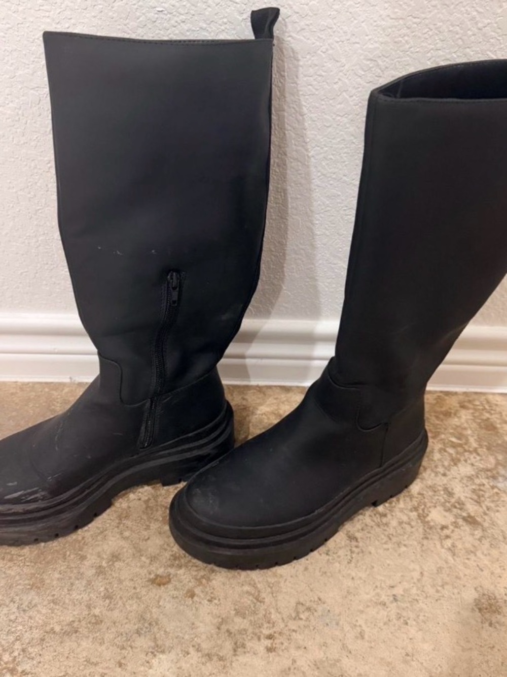 Steve Madden Black Knee-High Platform Heeled Boots